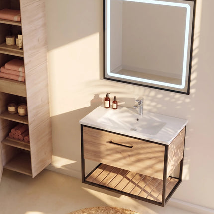 Mobilier baie suspendat cu lavoar ceramic Loft Scandi Seville – Design Nordic