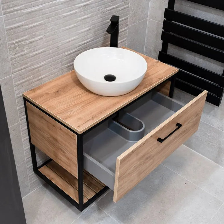 Mobilier baie suspendat Loft Scandi Seville cu blat – Design Nordic