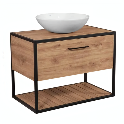 Mobilier baie suspendat Loft Scandi Seville cu blat și lavoar Zero – Design Nordic