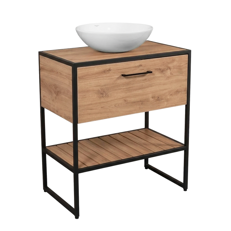 Mobilier de baie pe pardoseală Loft Scandi Seville, cu blat și lavoar Zero