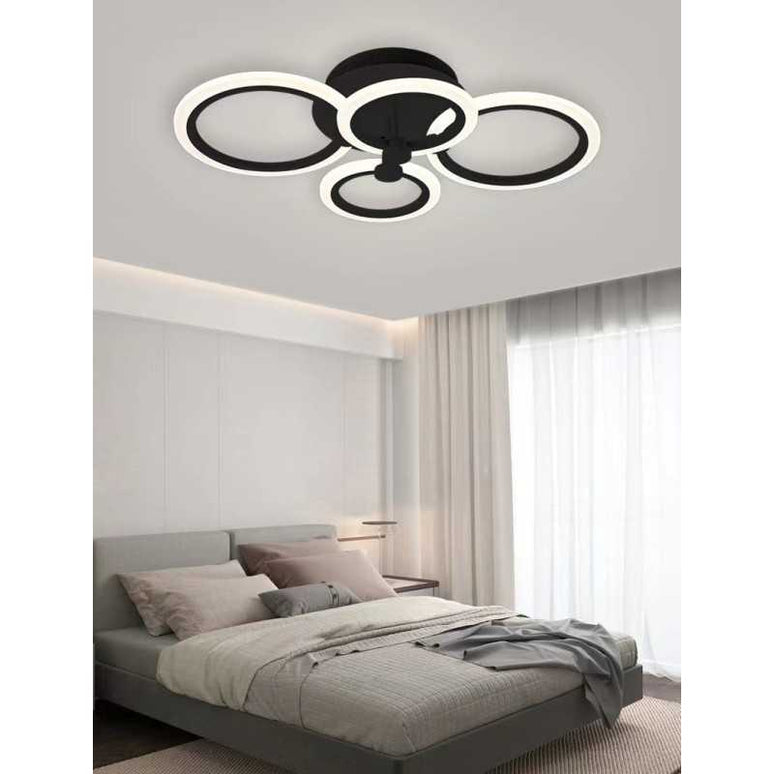 Lustra LED Concept Circles, cu telecomanda, 176W, negru, cu trei tipuri de lumina 6601/2+2 BK LMX