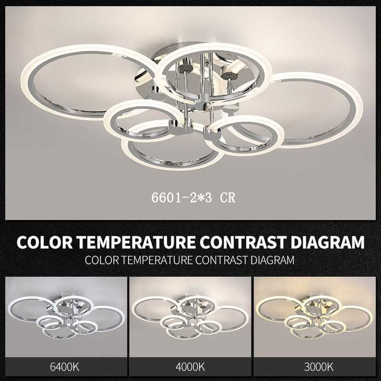 Lustră LED 6 Cercuri Crom cu Telecomandă 6601/2x3 CR LMX