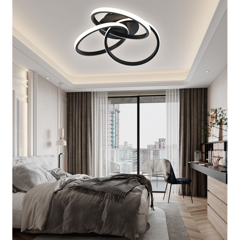 Lustră LED 84W cu Telecomandă WiFi – Iluminare Reglabilă pentru Confort Maxim - G3817/3 BK LMX