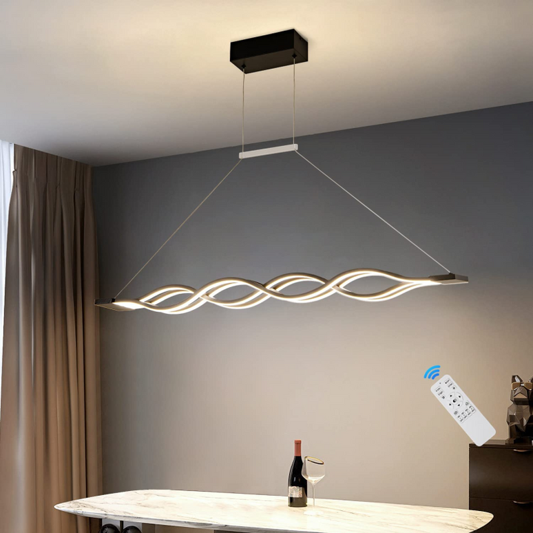 Lustră LED Neagră cu Telecomandă – Eleganță și Iluminare Personalizată G20235 BK LMX