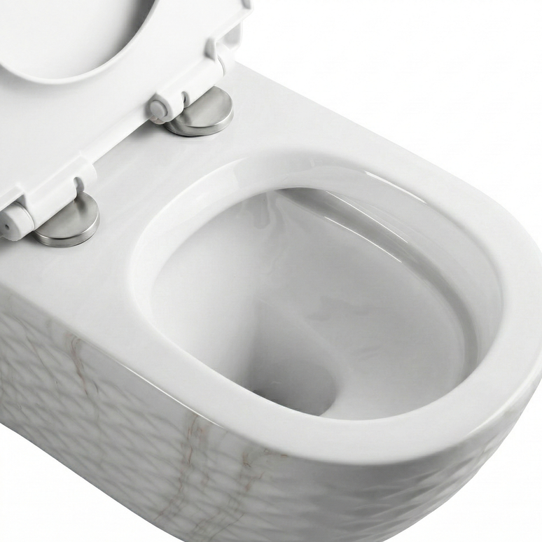 Vas WC Modern Rimless – Alb Marmorat Diamond 3D