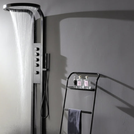 Panel de Duș Black Round – Design Modern cu Duș Tip Cascadă și Funcții Multiple