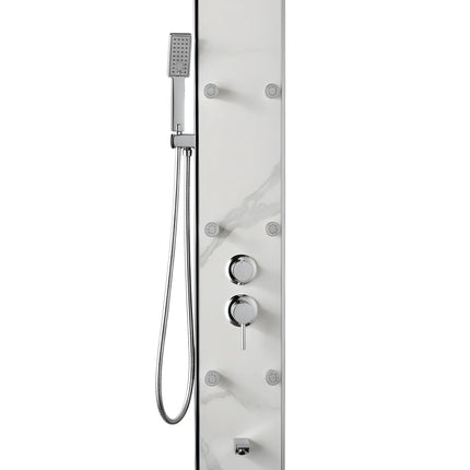 Panel de Duș Marble White – Design Premium cu Jeturi Multiple de Hidromasaj și Duș Fix