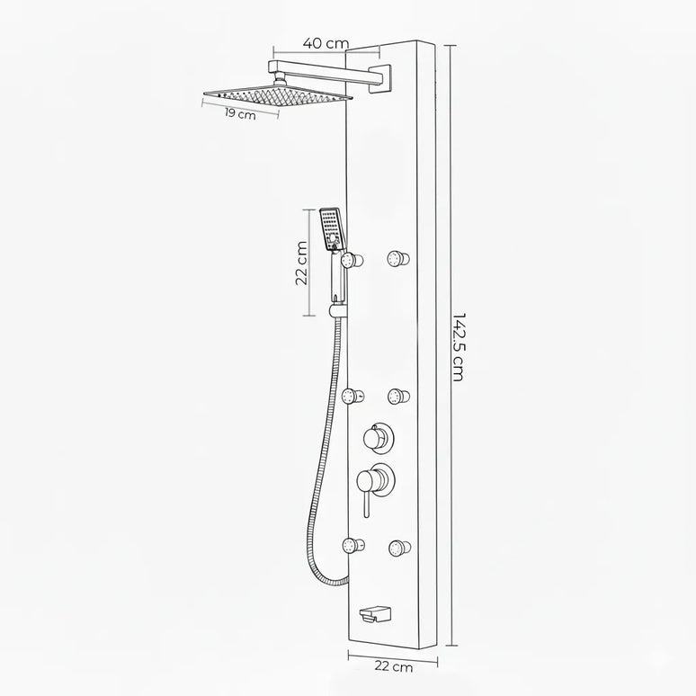Panel de Duș Marble White – Design Premium cu Jeturi Multiple de Hidromasaj și Duș Fix