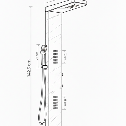 Panel de Duș Marble Black – Design Premium cu Duș Fix, Hidromasaj și Duș de Mână