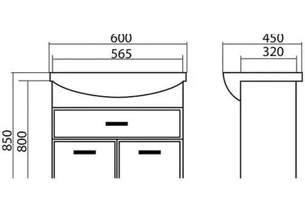 Mobilier de baie pe pardoseală cu sertar Decor, Alb Aqua Rodos