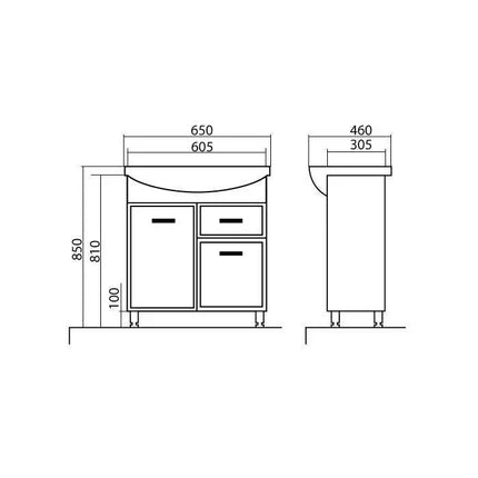 Mobilier de baie pe pardoseală cu sertar Decor, Alb Aqua Rodos