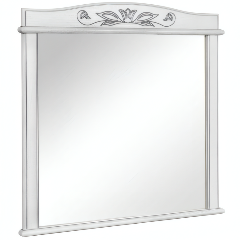 Set mobilier de baie pe pardoseală + oglindă Mikella, Alb+Crom