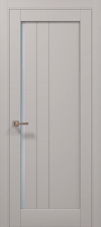 Ușă de interior ML-611 cu riflaj vertical și sticlă satin – stil premium www.olivy.ro