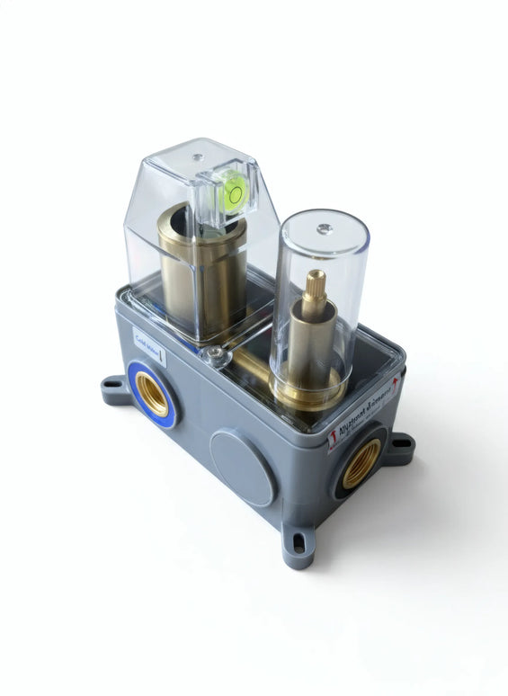 Set duș încastrat 2 funcții – finisaj auriu periat, design modern din alamă solidă