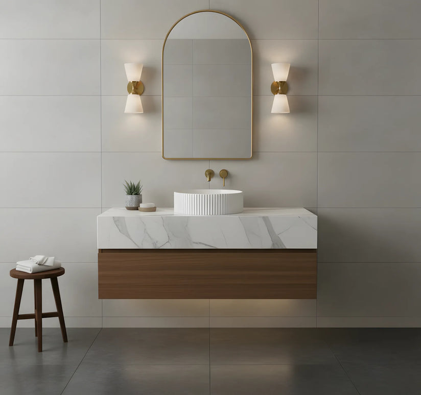 Lavoar rotund ceramic alb A545 – design texturat modern