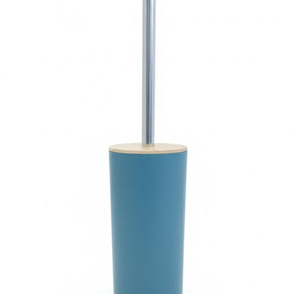 Set accesorii baie, cu accente lemnoase, SANITARY, 6 piese, turcoaz cu detalii bej deschis