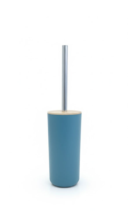 Set accesorii baie, cu accente lemnoase, SANITARY, 6 piese, turcoaz cu detalii bej deschis