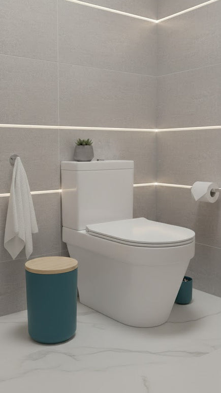 Set accesorii baie, cu accente lemnoase, SANITARY, 6 piese, turcoaz cu detalii bej deschis