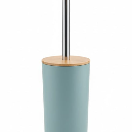 Set accesorii baie, cu accente lemnoase, SANITARY, 6 piese, albastru pastel deschis cu detalii bej