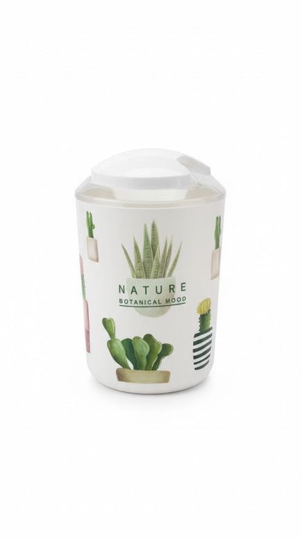 Set accesorii baie alb "Nature Botanical Mood", SANITARY – 6 piese, cu design cactus
