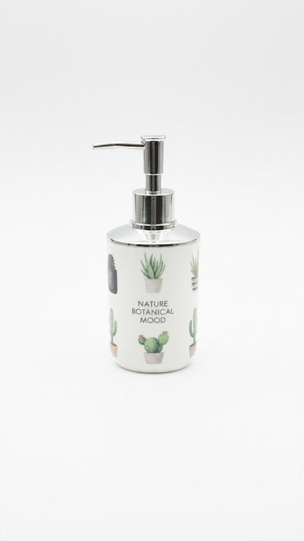 Set accesorii baie alb "Nature Botanical Mood", SANITARY – 6 piese, cu design cactus
