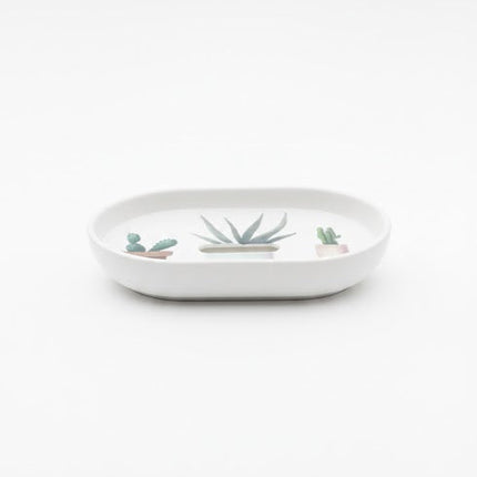 Set accesorii baie alb "Nature Botanical Mood", SANITARY – 6 piese, cu design cactus