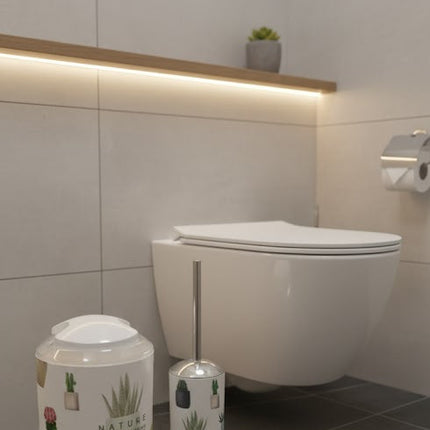 Set accesorii baie alb "Nature Botanical Mood", SANITARY – 6 piese, cu design cactus