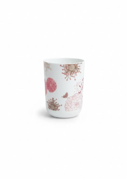 Set accesorii baie alb "Floral Harmony", SANITARY – 6 piese, cu imprimeu floral roz
