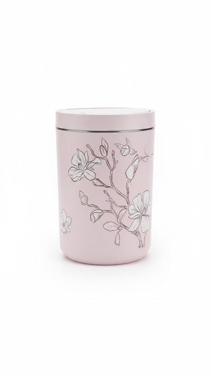 Set accesorii baie roz pastel cu flori, SANITARY – 6 piese, design floral elegant