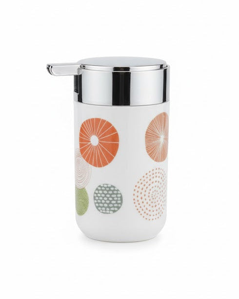 Set accesorii baie alb cu cercuri decorative, SANITARY – 6 piese, cu design geometric modern