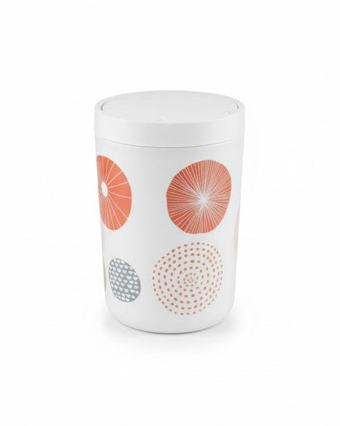 Set accesorii baie alb cu cercuri decorative, SANITARY – 6 piese, cu design geometric modern