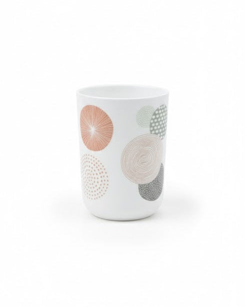 Set accesorii baie alb cu cercuri decorative, SANITARY – 6 piese, cu design geometric modern