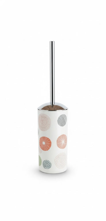 Set accesorii baie alb cu cercuri decorative, SANITARY – 6 piese, cu design geometric modern