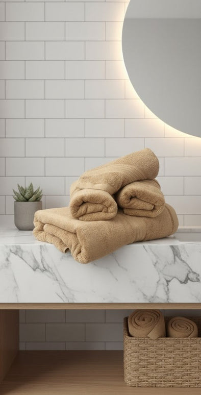 Set prosoape premium FUTIAN – bumbac 100%, culoare-mustar