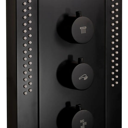 Panel de Duș Black Round LED – Design Modern cu Duș Tip Cascadă și Funcții Premium
