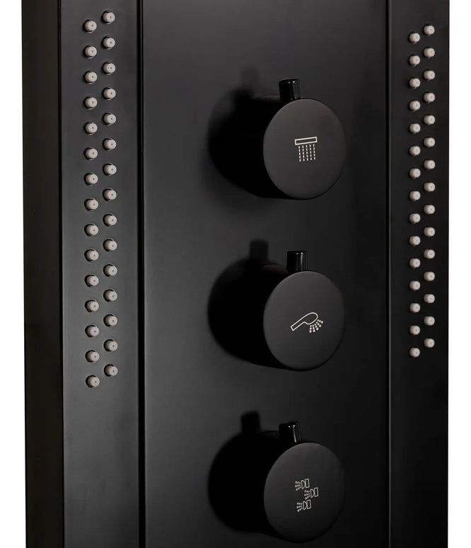 Panel de Duș Black Round LED – Design Modern cu Duș Tip Cascadă și Funcții Premium