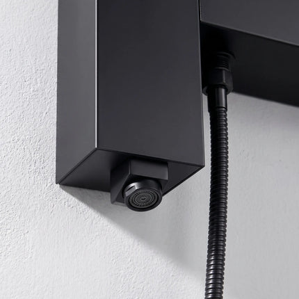 Panel de duș Black Premium cu poliță integrată, hidromasaj și cap de duș reglabil