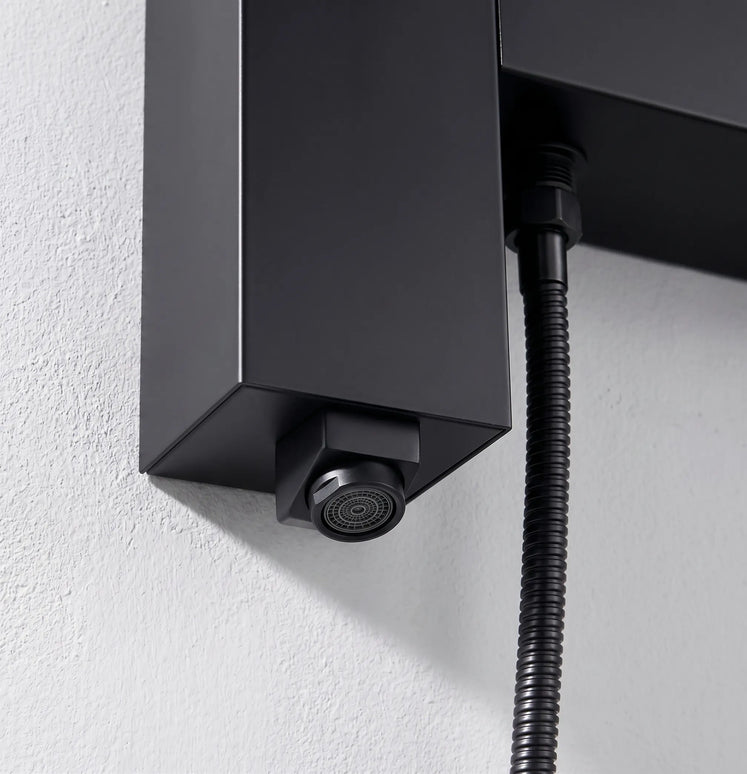 Panel de duș Black Premium cu poliță integrată, hidromasaj și cap de duș reglabil