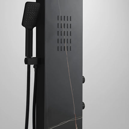 Panel de Duș Marble Black – Design Premium cu Duș Fix, Hidromasaj și Duș de Mână