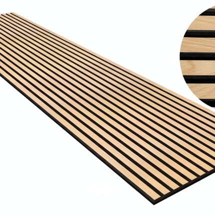 Panou riflaj decorativ Oak Line 001 – stejar deschis cu fundal negru