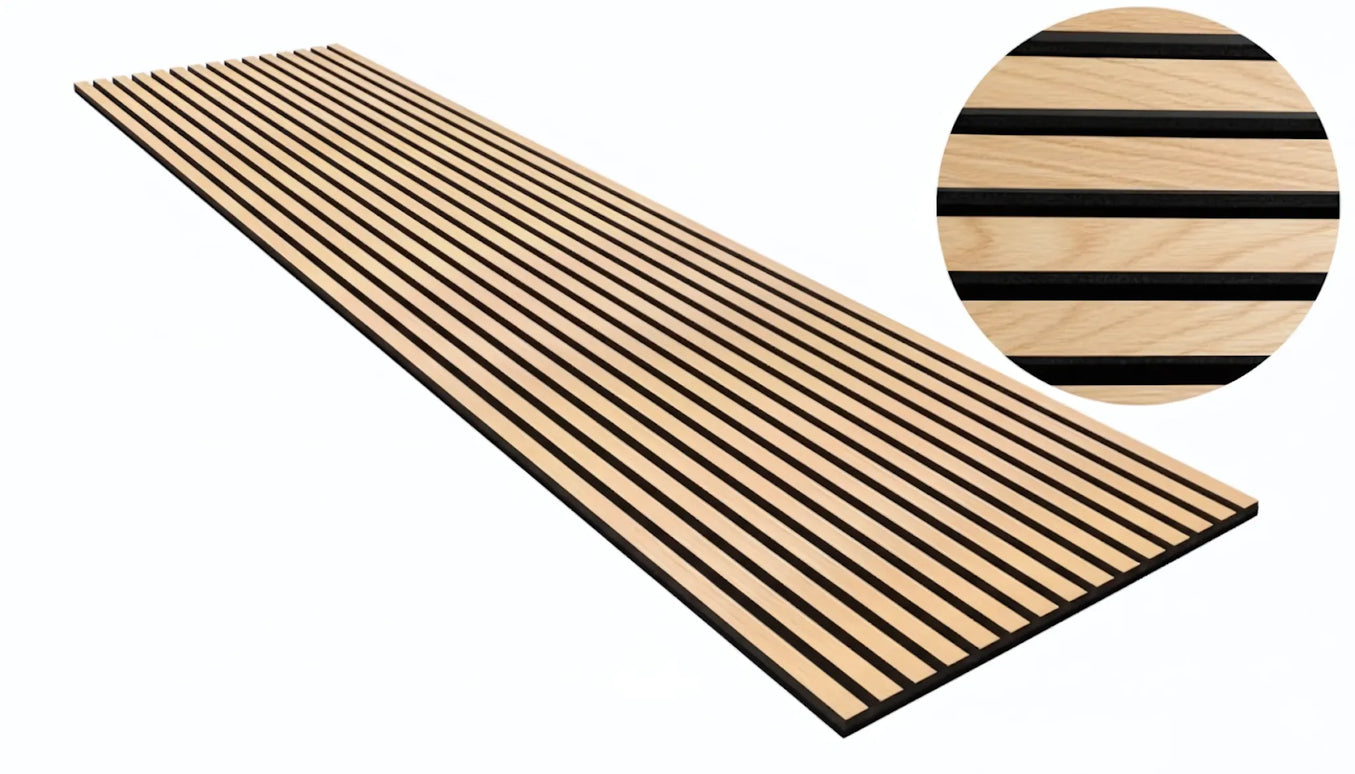 Panou riflaj decorativ Oak Line 001 – stejar deschis cu fundal negru