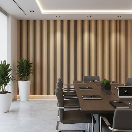 Panou riflaj decorativ Oak Line 001 – stejar deschis cu fundal negru