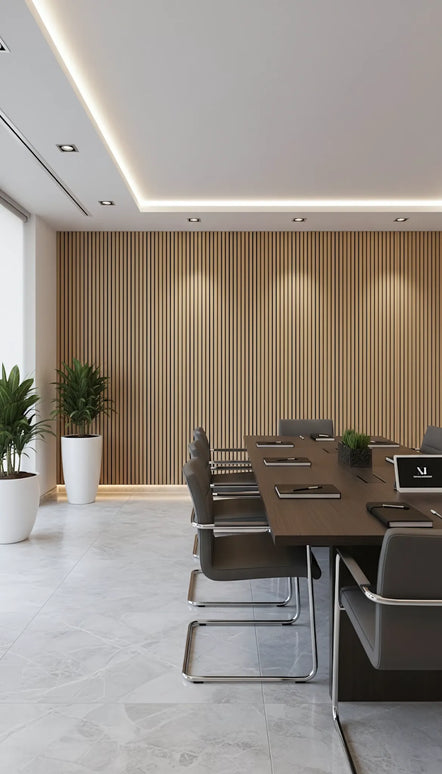 Panou riflaj decorativ Oak Line 001 – stejar deschis cu fundal negru