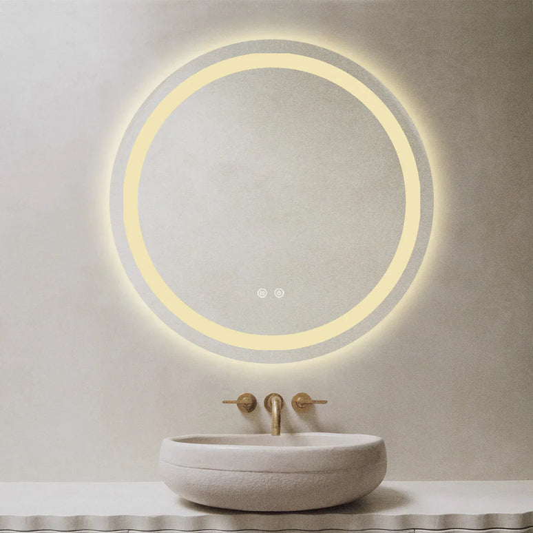 Oglindă Baie LED rotundă 70 cm cu funcție Dezaburire  ,J105 www.olivy.ro
