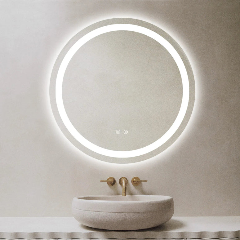 Oglindă Baie LED rotundă 70 cm cu funcție Dezaburire  ,J105 www.olivy.ro