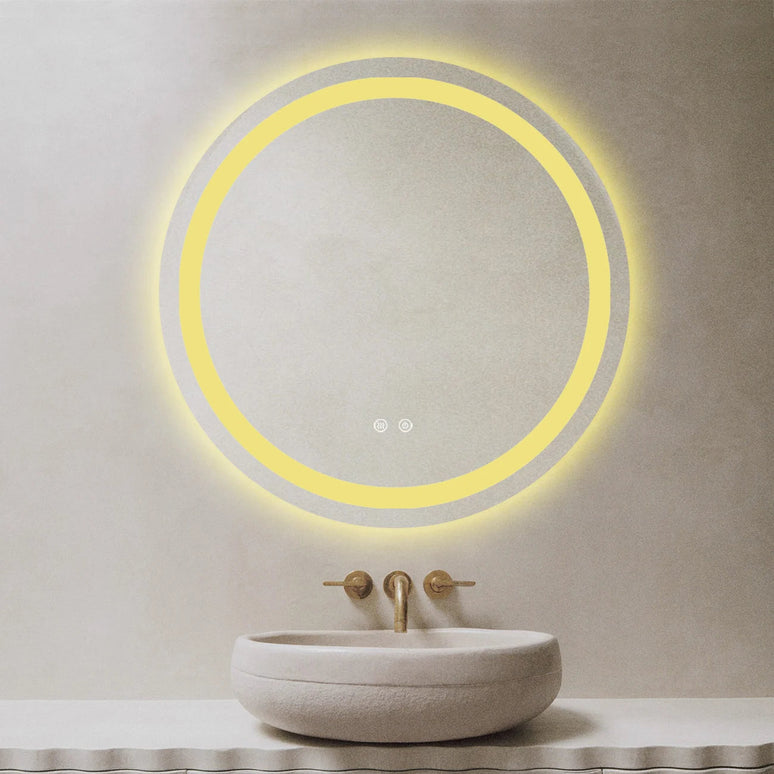 Oglindă Baie LED rotundă 70 cm cu funcție Dezaburire  ,J105 www.olivy.ro