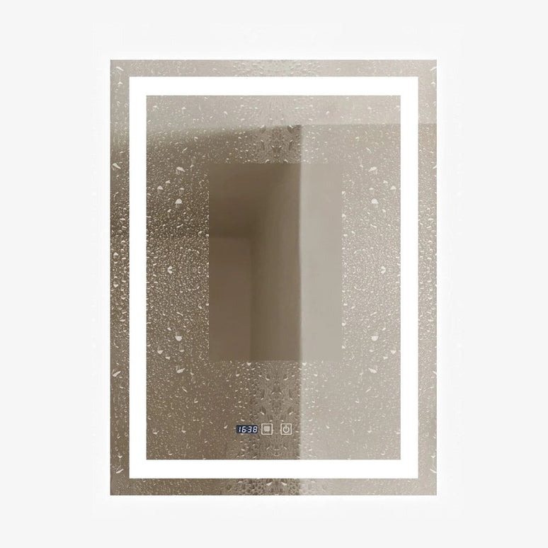 Oglinda LED Dreptunghiulara cu Ceas 90x60cm ,Trei Lumini J109 www.olivy.ro