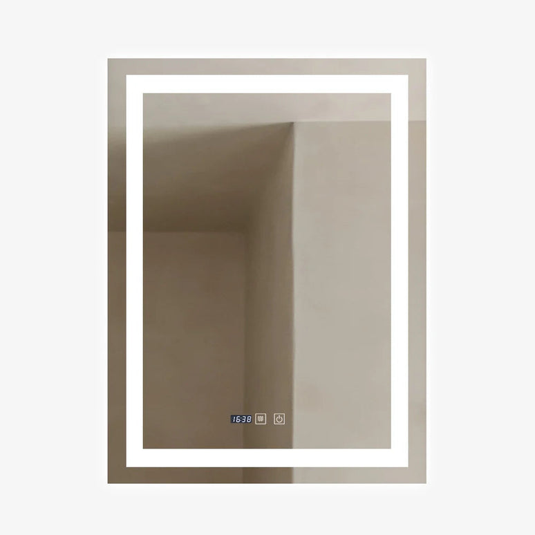 Oglinda LED Dreptunghiulara cu Ceas 90x60cm ,Trei Lumini J109 www.olivy.ro