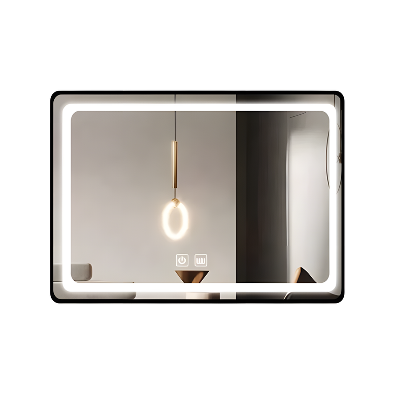 Oglinda LED 80x60cm cu Rama Neagra Functie Dezaburire si Touch J11