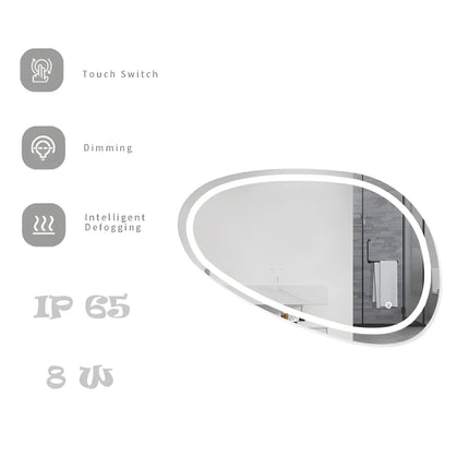 Oglinda Baie LED 80x45cm 3 Functii Touch Dezaburire J118